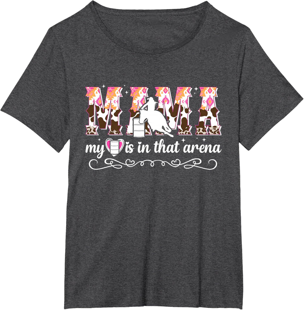 Proud Barrel Racing Mama Barrel Racing Mom Barrel Racer Mom T-Shirt - Dark Heather Grey