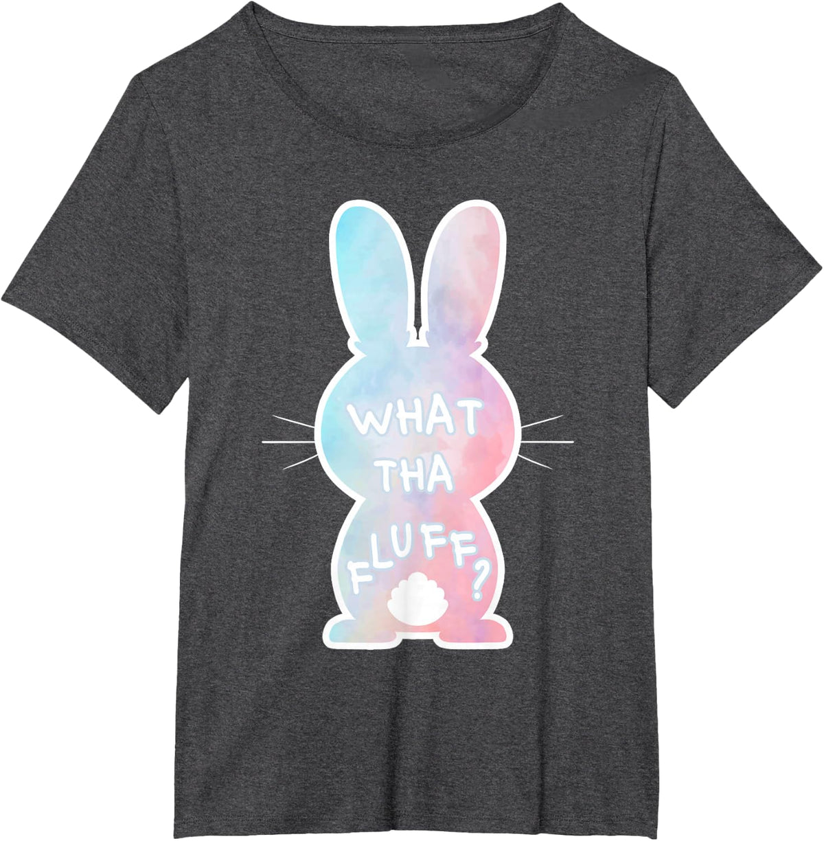 What Tha Fluff Funny Tie Dye Easter Bunny Egg Hunt Adult Pun T-Shirt - Dark Heather Grey