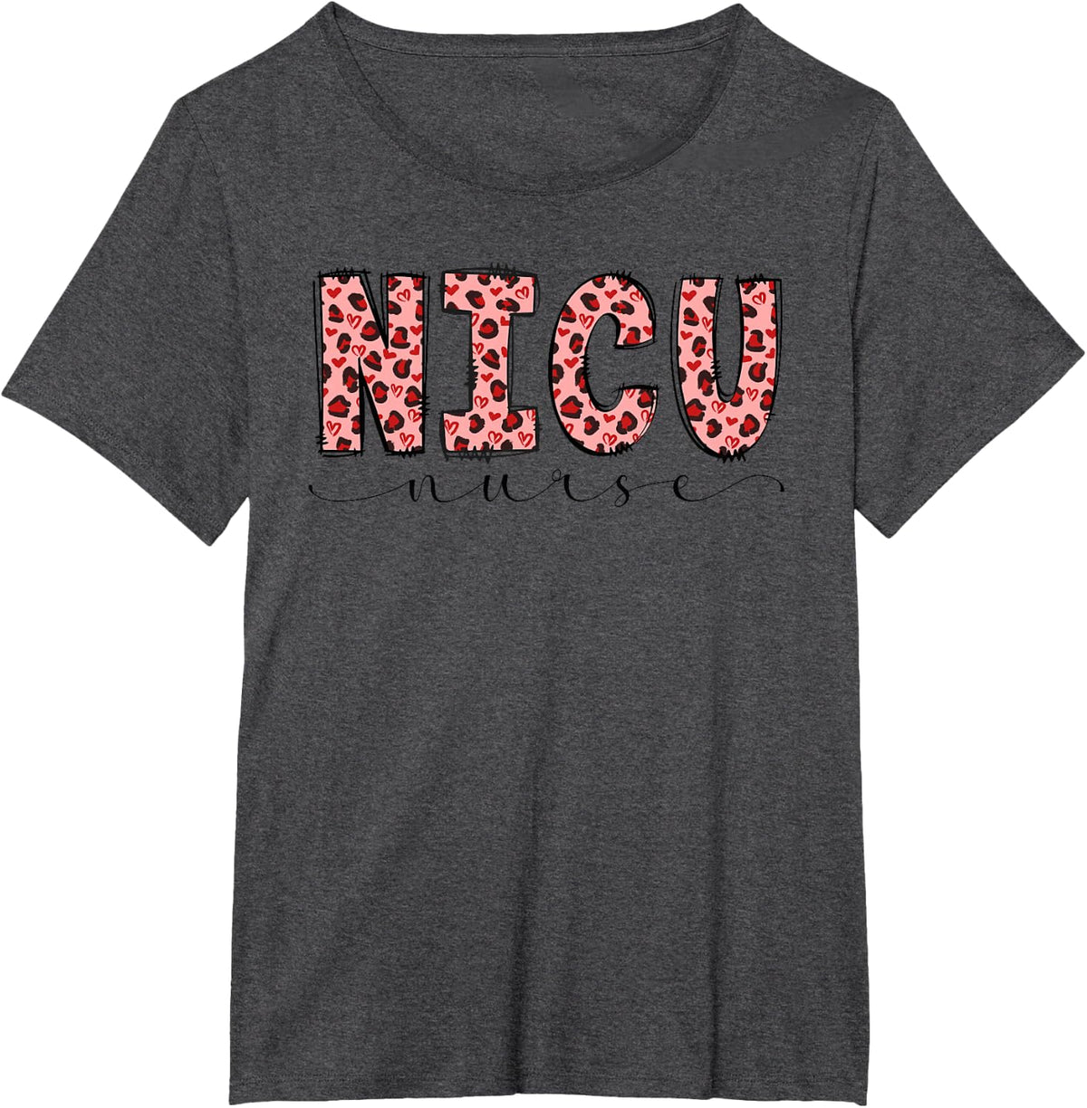 NICU Nurse Leopard Neonatal Intensive Care Unit Nursing T-Shirt - Dark Heather Grey