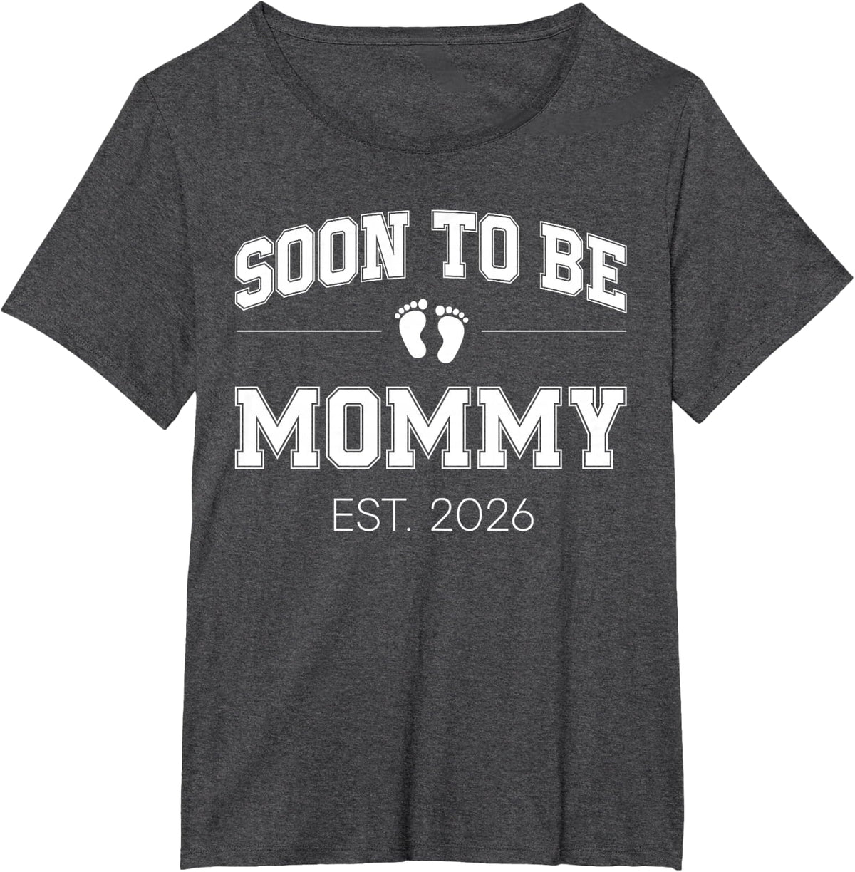Soon to Be Mommy Est 2026 Varsity First Time Mom T-Shirt - Dark Heather Grey