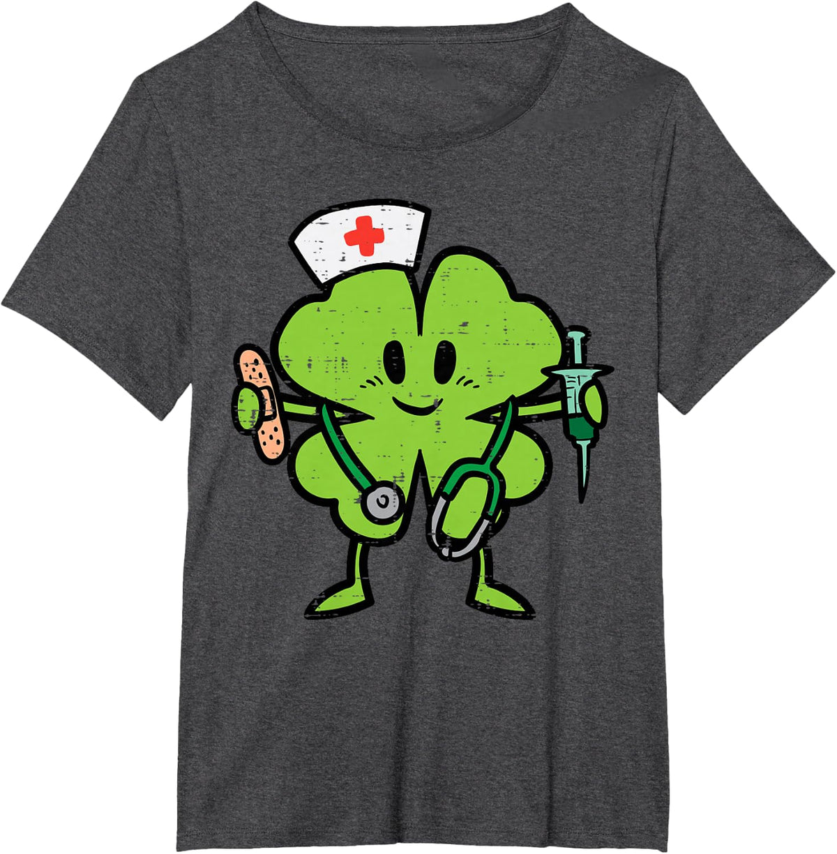 St Patricks Day Shamrock Nurse Saint Paddys Scrub Top Women T-Shirt - Dark Heather Grey