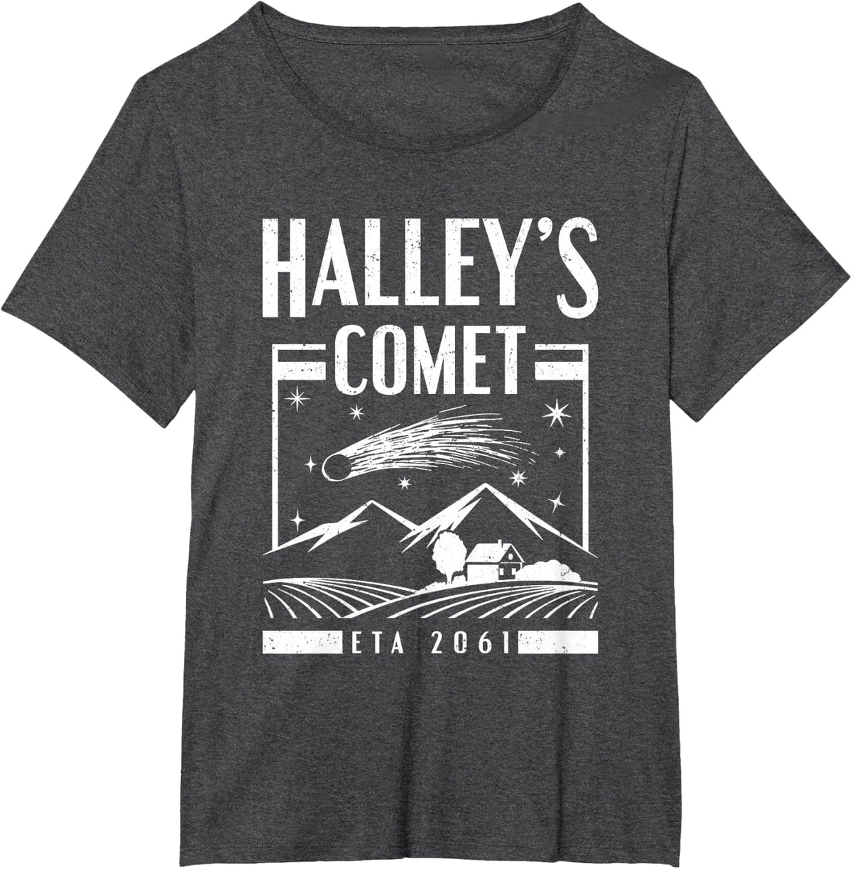Astronomer Gifts - Halley's Comet ETA 2061 T-Shirt - Dark Heather Grey