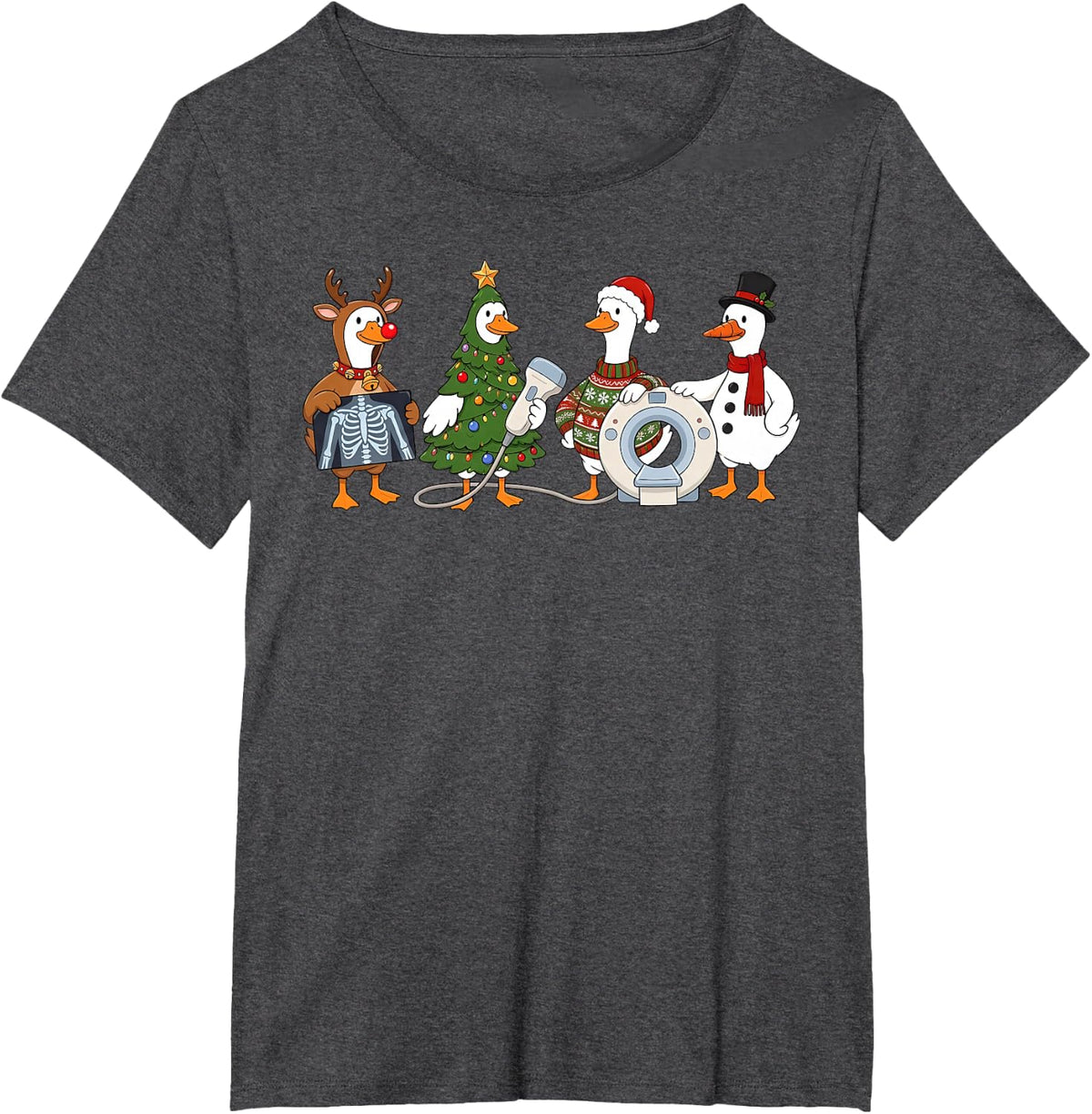 Radiology Christmas Silly Goose Xray Tech Radiologic CT MRI T-Shirt - Dark Heather Grey