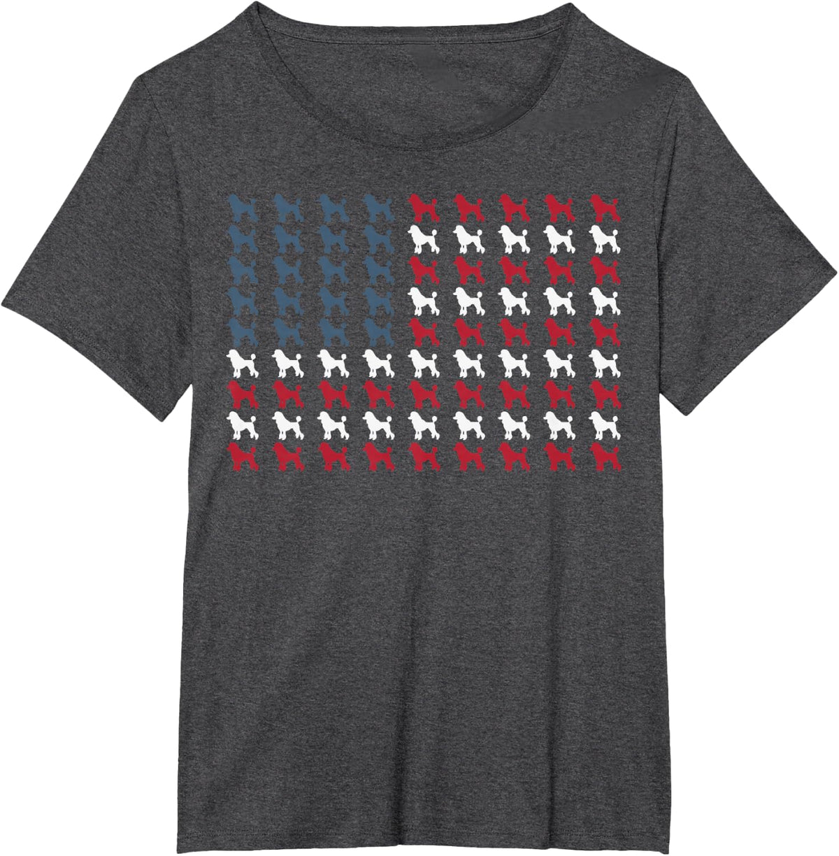Poodle USA Flag 4th of July T-Shirt - Dark Heather Grey