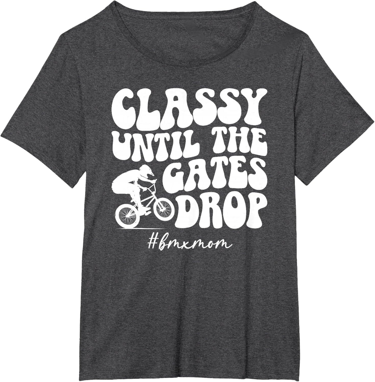 BMX Mom of A BMX Rider Mom Groovy BMX Mama BMX Mother T-Shirt - Dark Heather Grey
