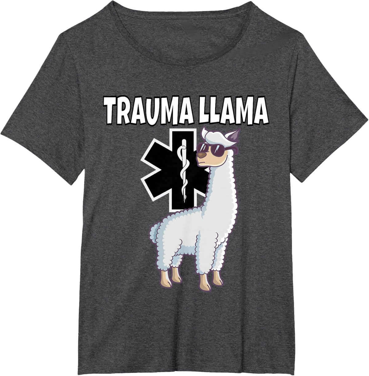 Funny Trauma Llama EMT Medic EMS Gift T-Shirt - Dark Heather Grey