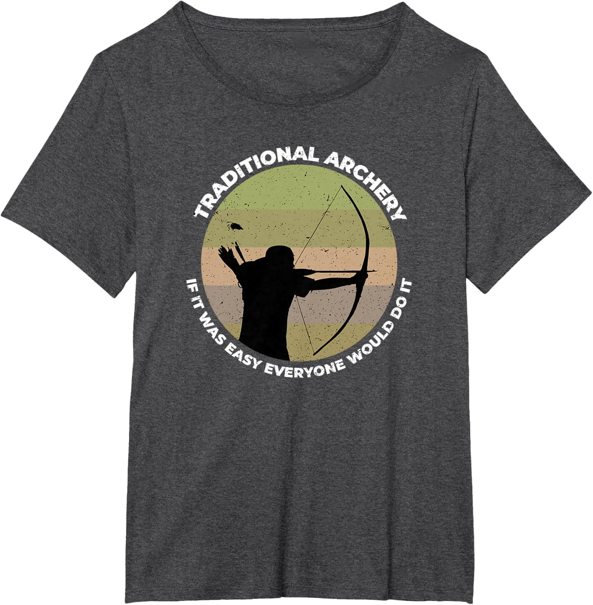 Traditional Archery Vintage Trad Bow If It was Easy Quote T-Shirt - Dark Heather Grey