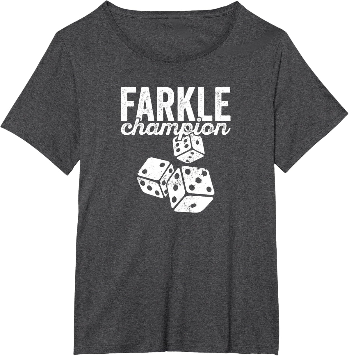 Farkle Champion T-Shirt for Dice Board Game Night Lovers T-Shirt - Dark Heather Grey