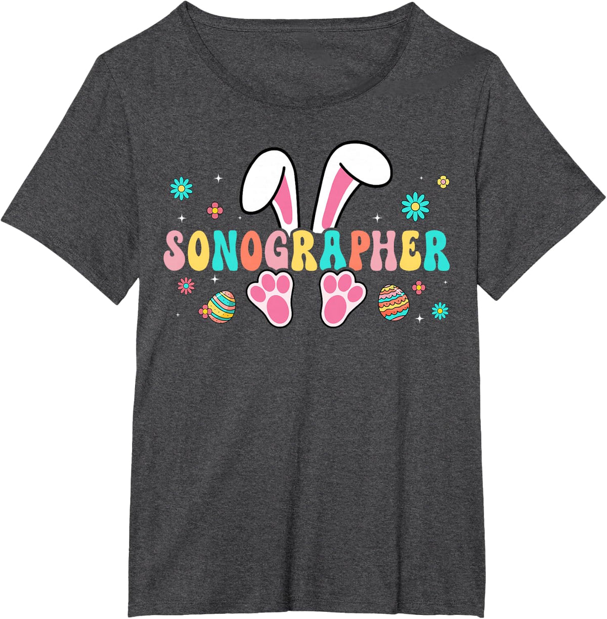 Sonographer Easter Bunny Sonography Ultrasound Tech T-Shirt - Dark Heather Grey