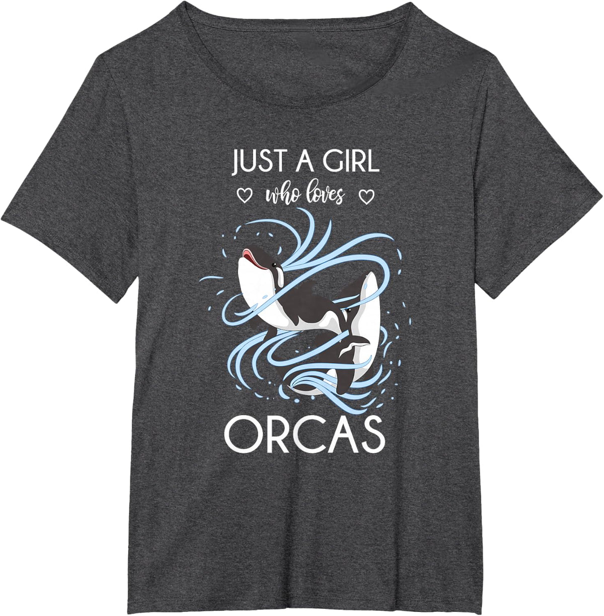 Just A Girl Who Loves Orcas Tee Ocean Animal T-Shirt Killer Whale Gift - Dark Heather Grey