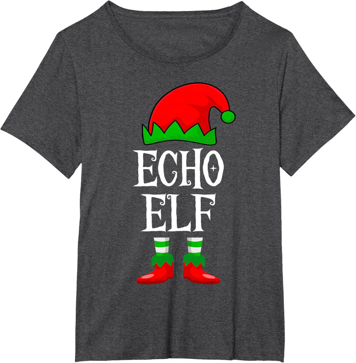 Echo Elf Cardiac Sonographer Christmas Ultrasound Tech T-Shirt - Dark Heather Grey