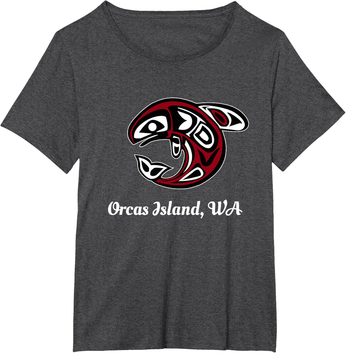 Orcas Island Orca Whale Totem T-Shirt - Dark Heather Grey