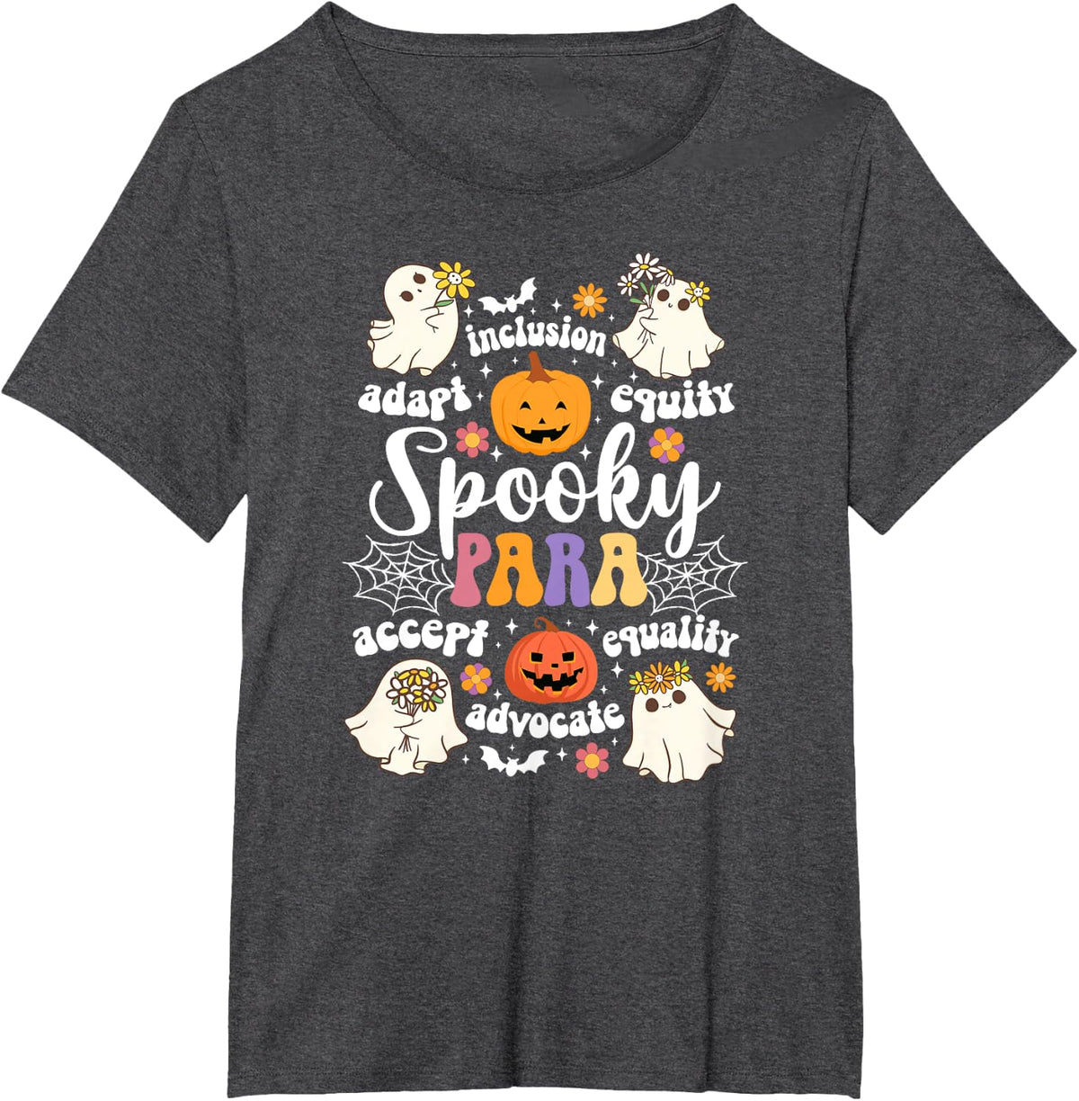 Spooky para Halloween Parapro Groovy Paraprofessional T-Shirt - Dark Heather Grey