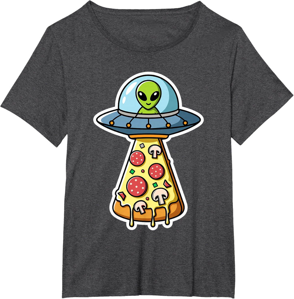 UFO Alien Pizza Abduction Extraterrestrial Kids Cosmic Space T-Shirt - Dark Heather Grey