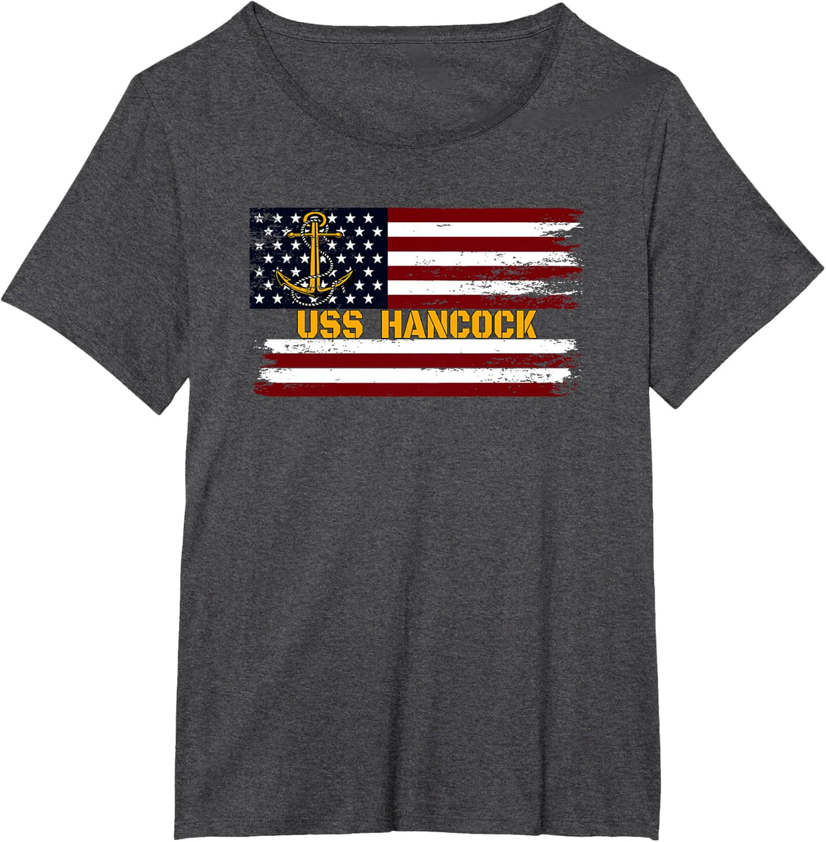 Aircraft Carrier USS Hancock Veteran Day Fathers Day Grandpa T-Shirt - Dark Heather Grey