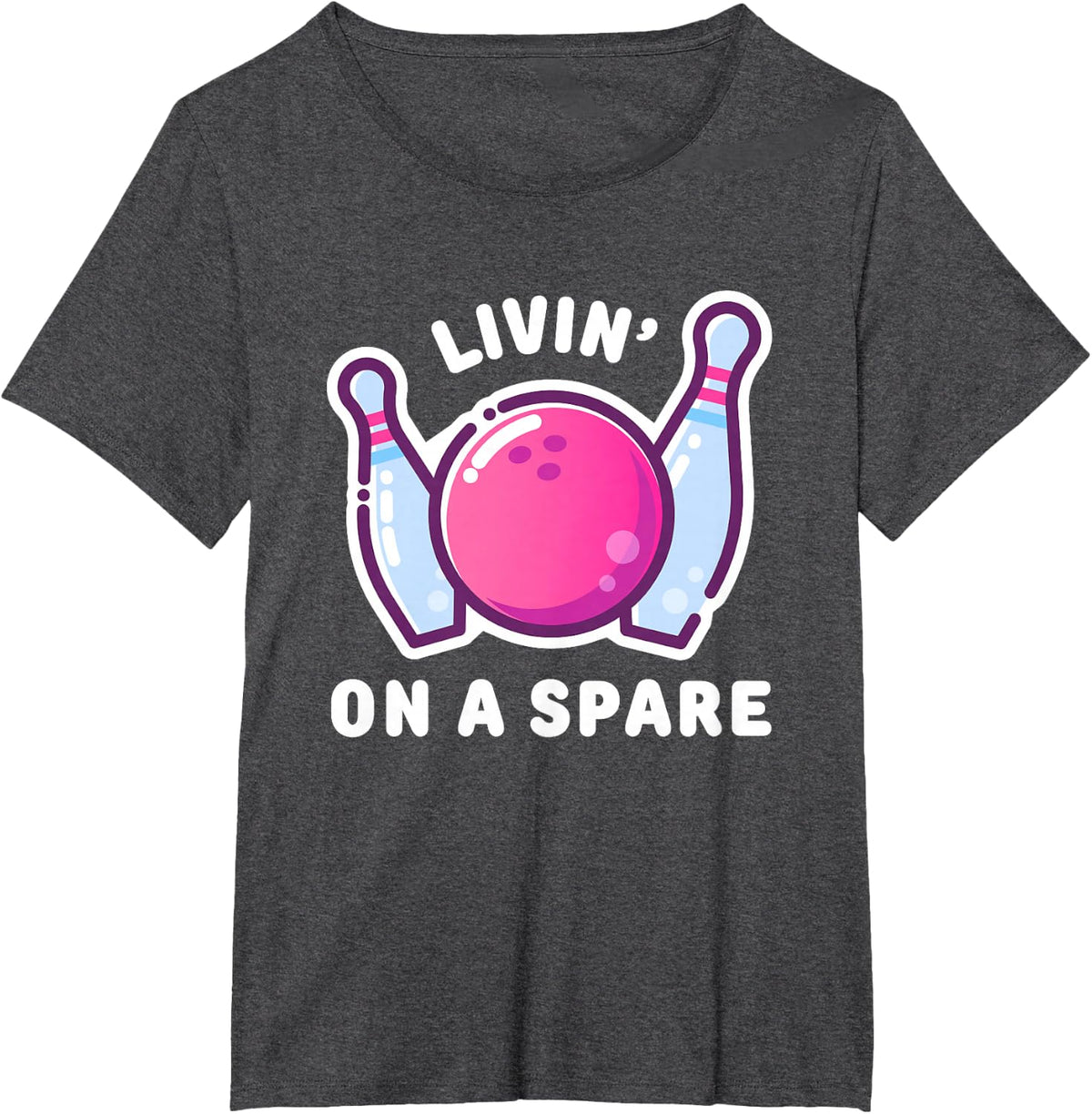 Team League Livin on a Spare Bowling T-Shirt - Dark Heather Grey