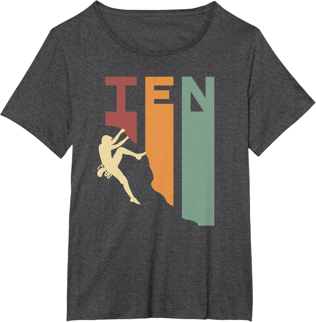 10th Birthday Climbing Ten Year Old Rock Climber Birthday T-Shirt - Dark Heather Grey