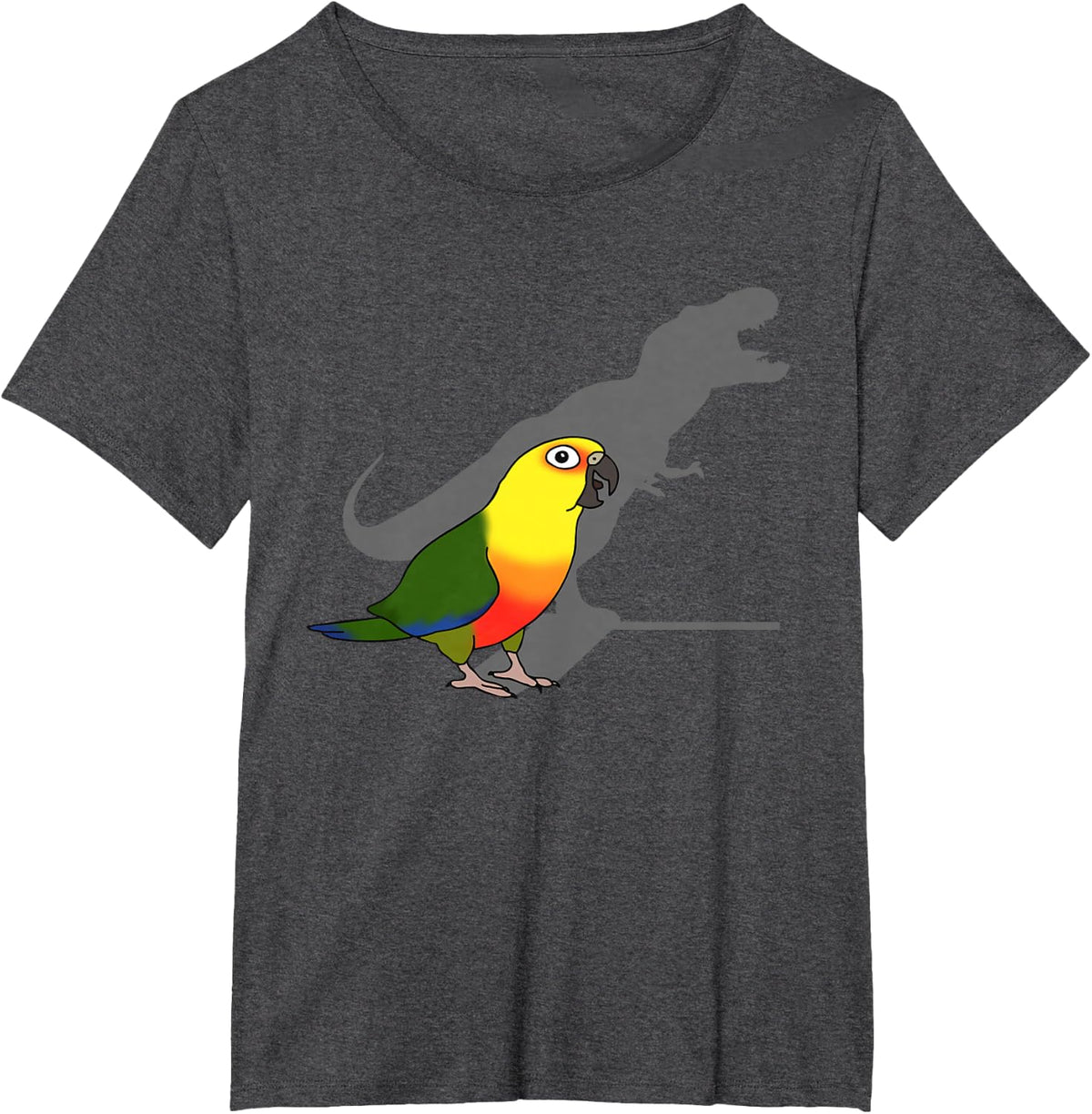 Birb Memes, Cute Dinosaur Parrot, Funny T-rex Jenday Conure T-Shirt - Dark Heather Grey