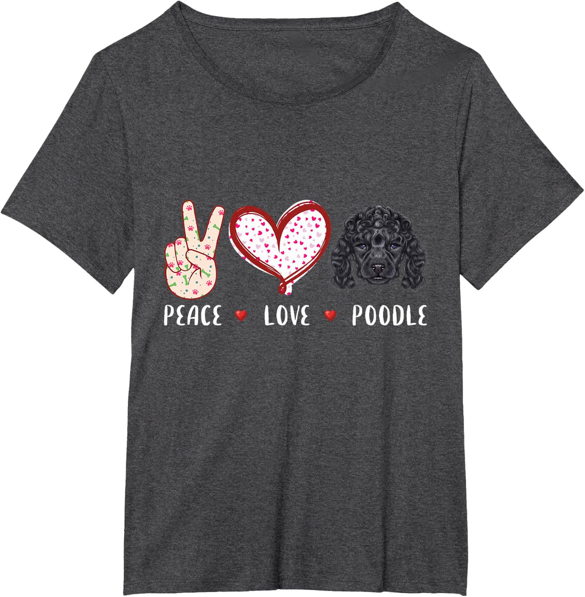 Peace Love Poodle Shirt for Women Men Kids Poodle Mom Tees T Shirts Dog Lover Gifts - Dark Heather Grey