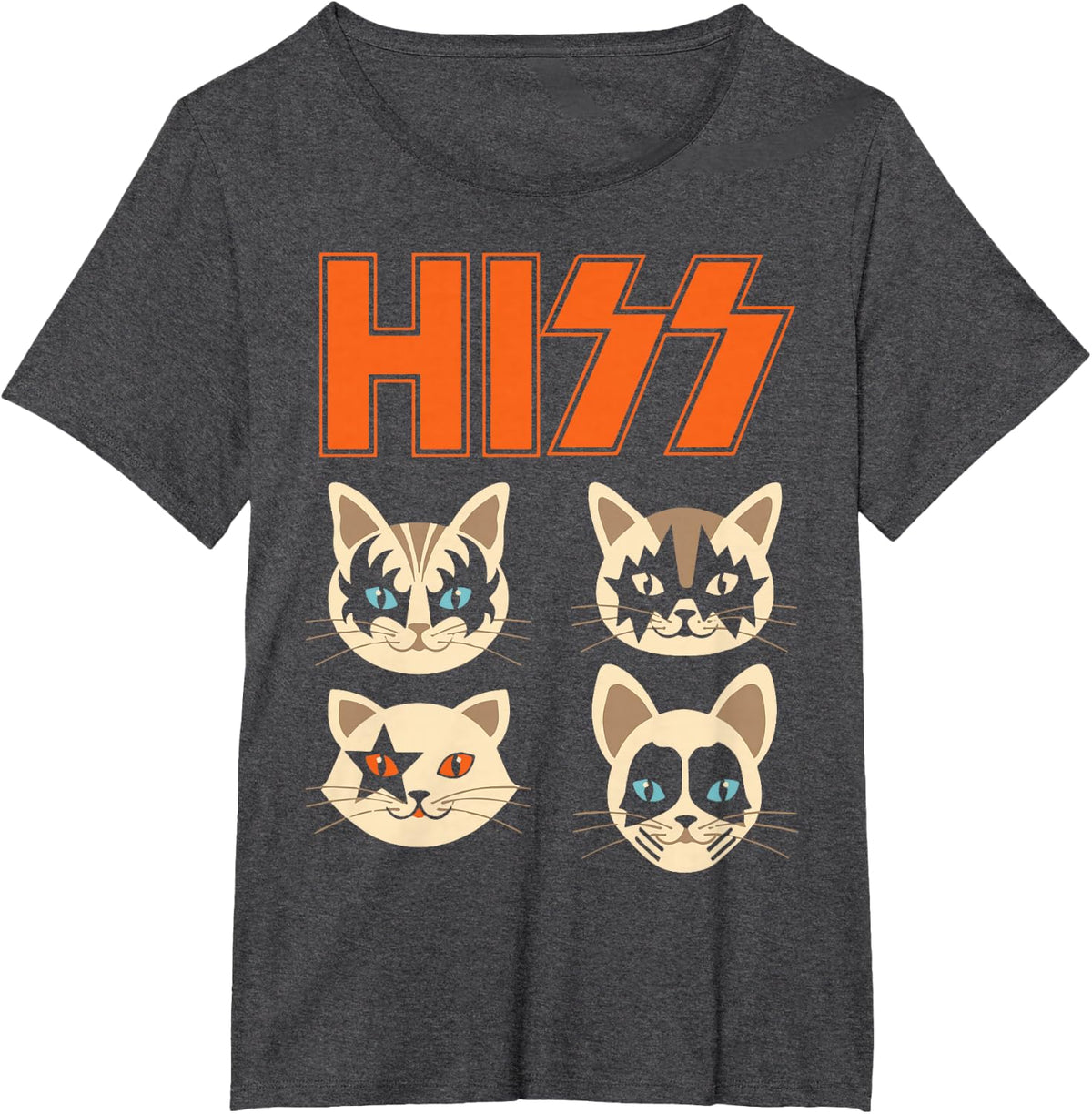 Hiss Funny Cats Kittens Rock Rockin T-Shirt - Dark Heather Grey