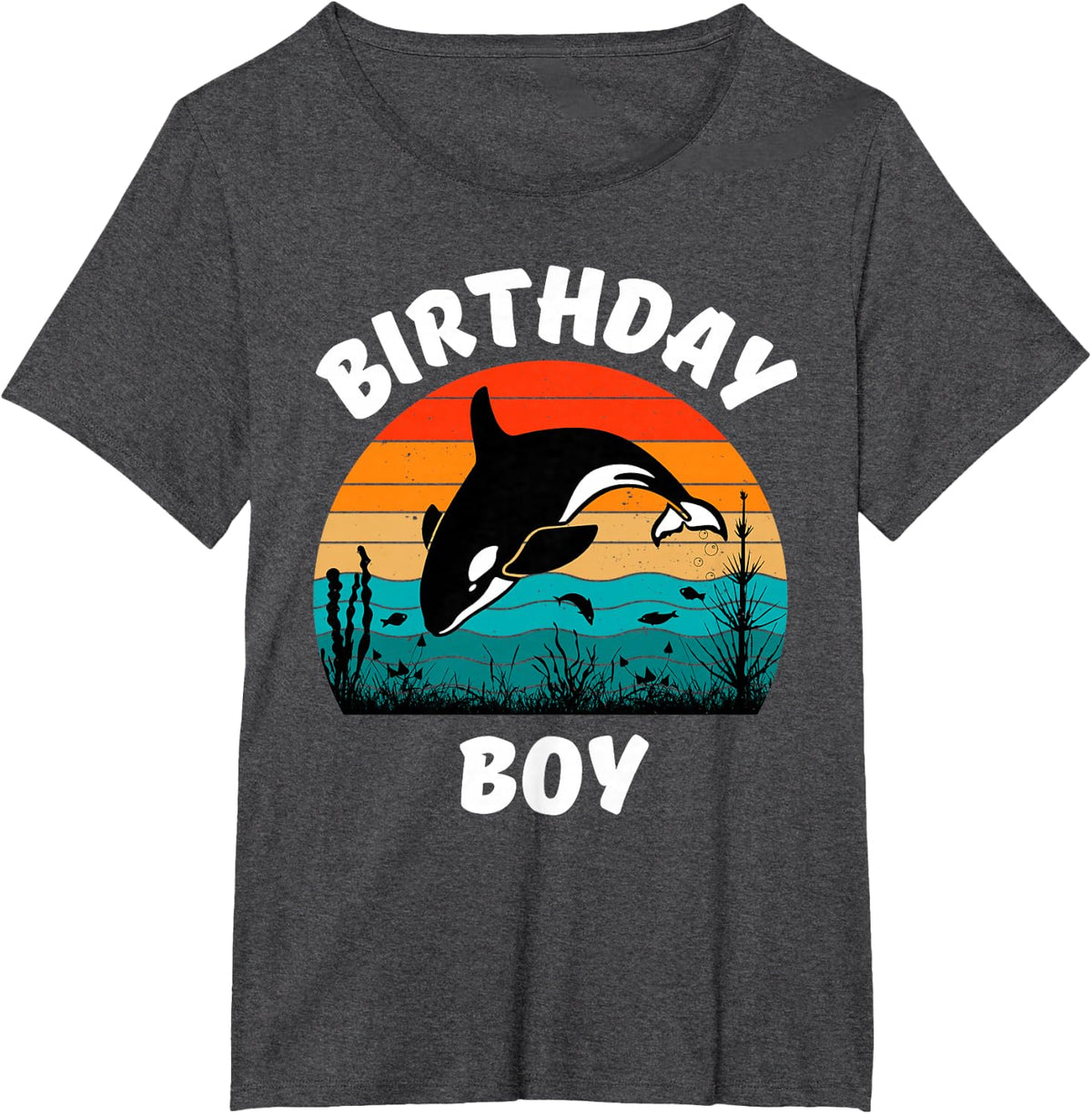 Cool Orca Whale Birthday Boy T Shirts For Teen Boys Men Teenage Brother Gift Tee - Dark Heather Grey