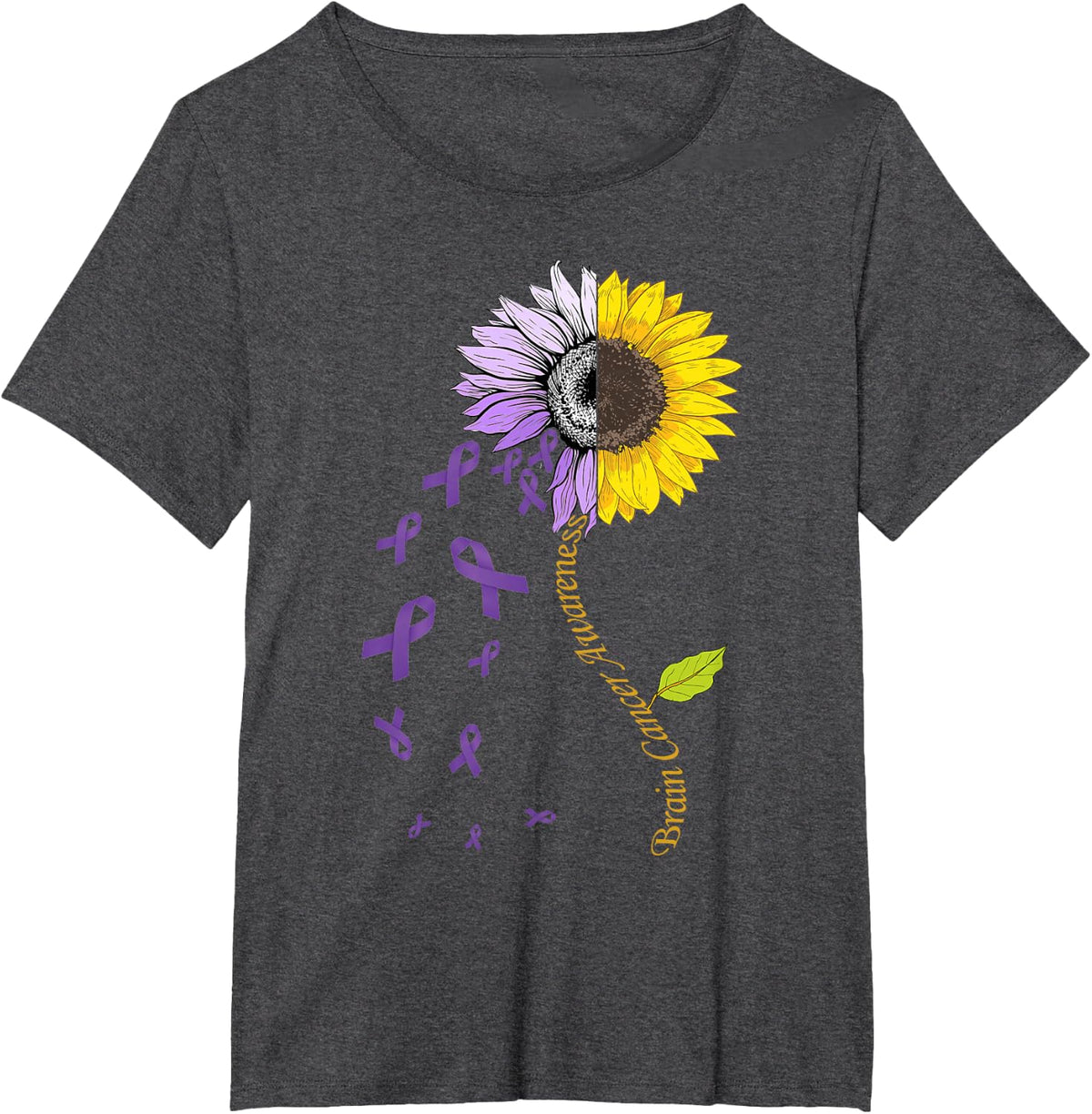 Sunflower Awareness Brain Cancer Awareness T-Shirt - Dark Heather Grey