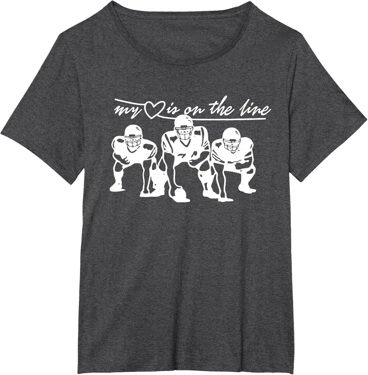 Football My Heart is On The Line Offensive Lineman T-Shirt Small - Dark Heather Grey