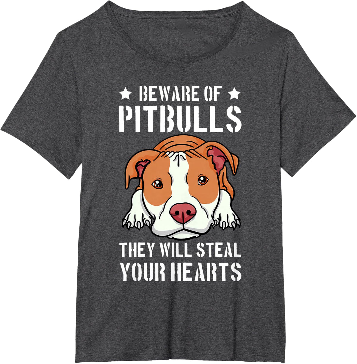Beware Of Pitbull They Will Still Your Heart Pit Bull Pibble T-Shirt - Dark Heather Grey