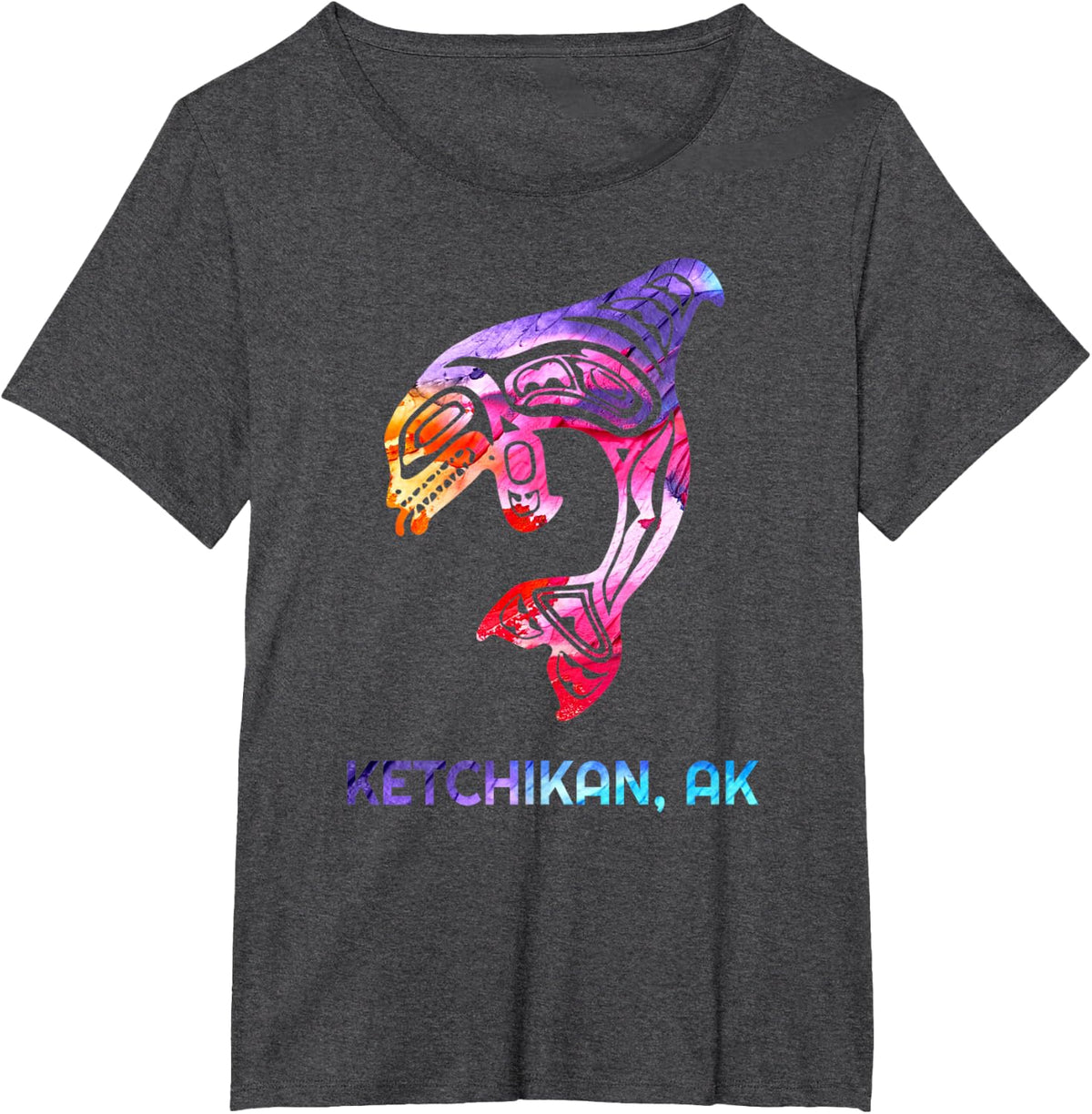 Ketchikan Alaska SE Native American Indian Orca Whale T-Shirt - Dark Heather Grey