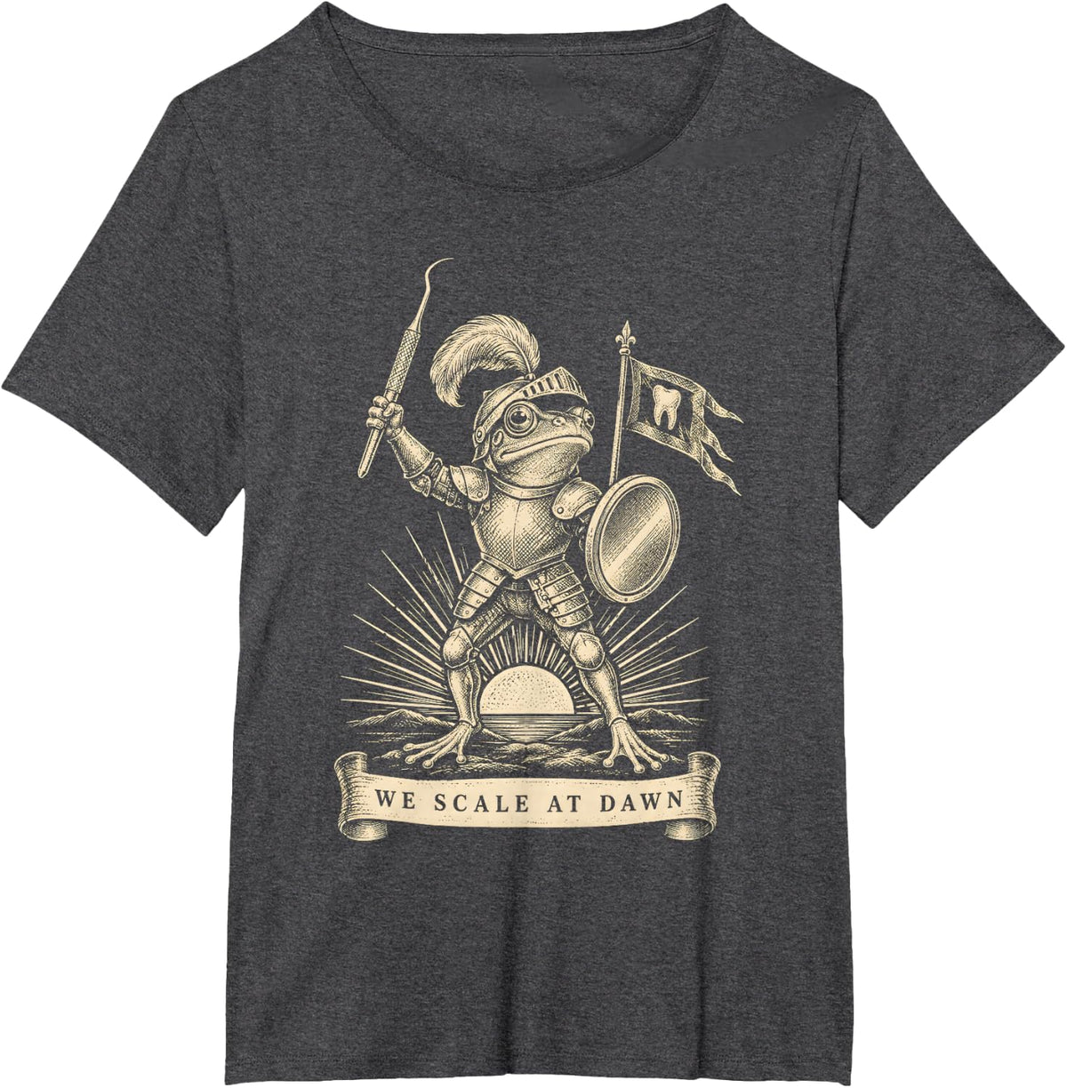 We Scale At Dawn Dental Hygienist Frog T-Shirt - Dark Heather Grey