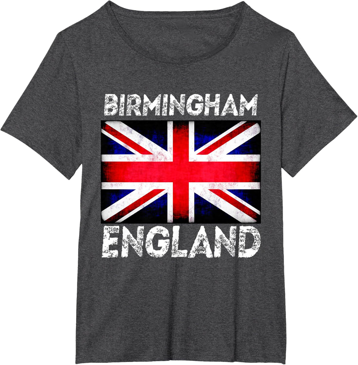 Distressed British Flag Birmingham England T-Shirt - Dark Heather Grey