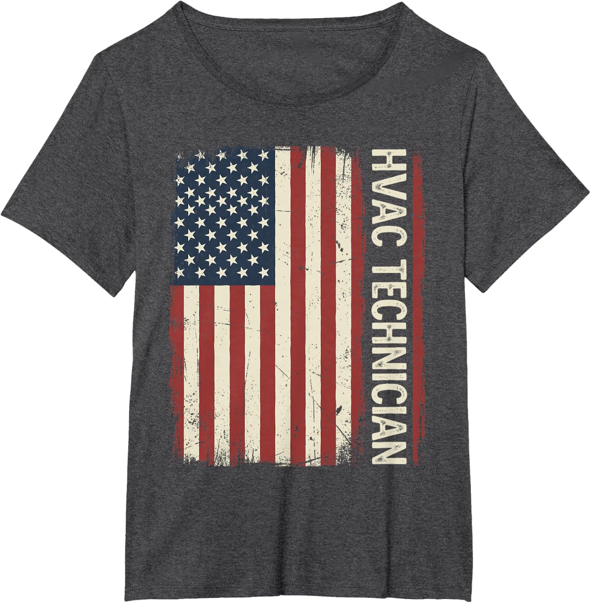 US American Flag HVAC Technician Tech Installer Tee T-Shirt - Dark Heather Grey