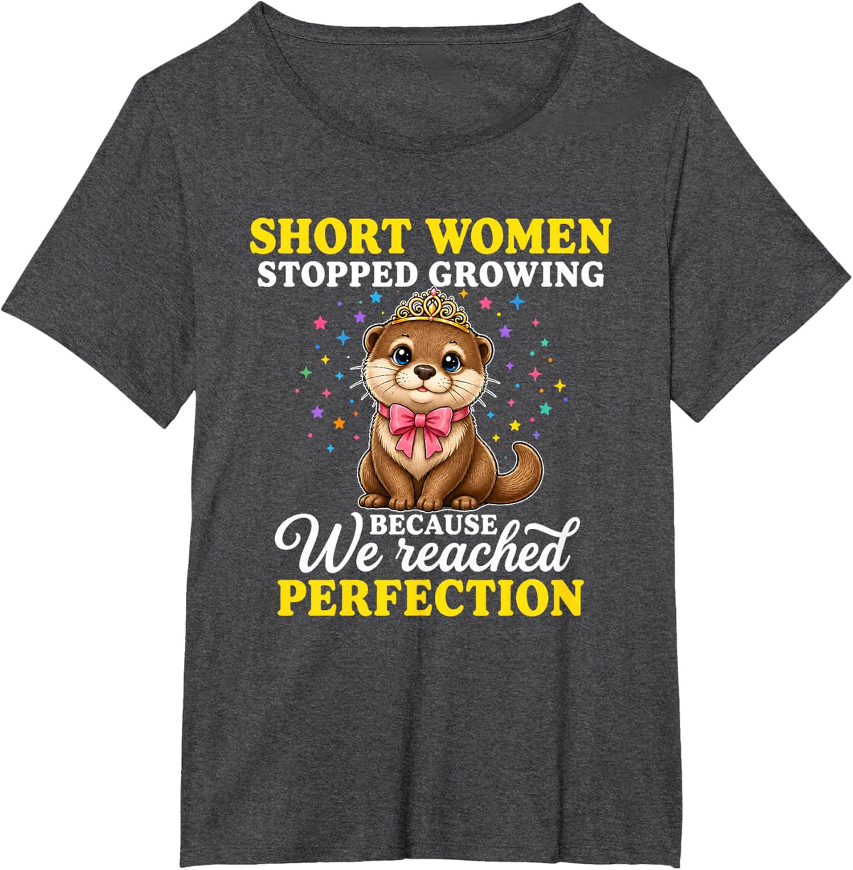 Short Women Stopped Growing Because We Reached Perfection T-Shirt - Dark Heather Grey