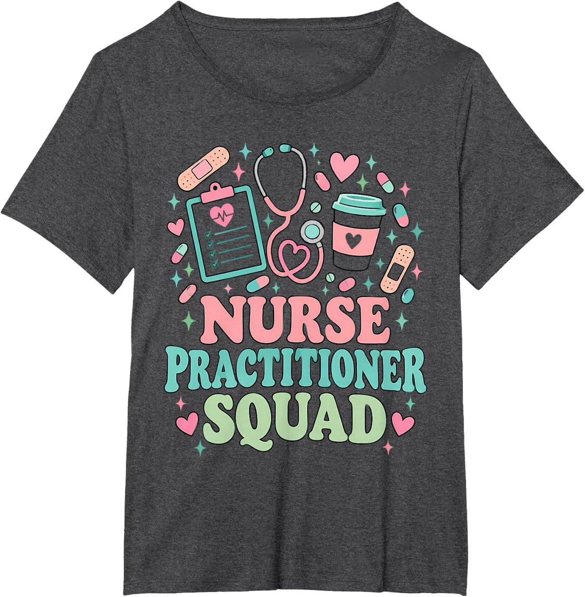 NP Life Coquette Pink Bow Nurse Practitioner T-Shirt - Dark Heather Grey