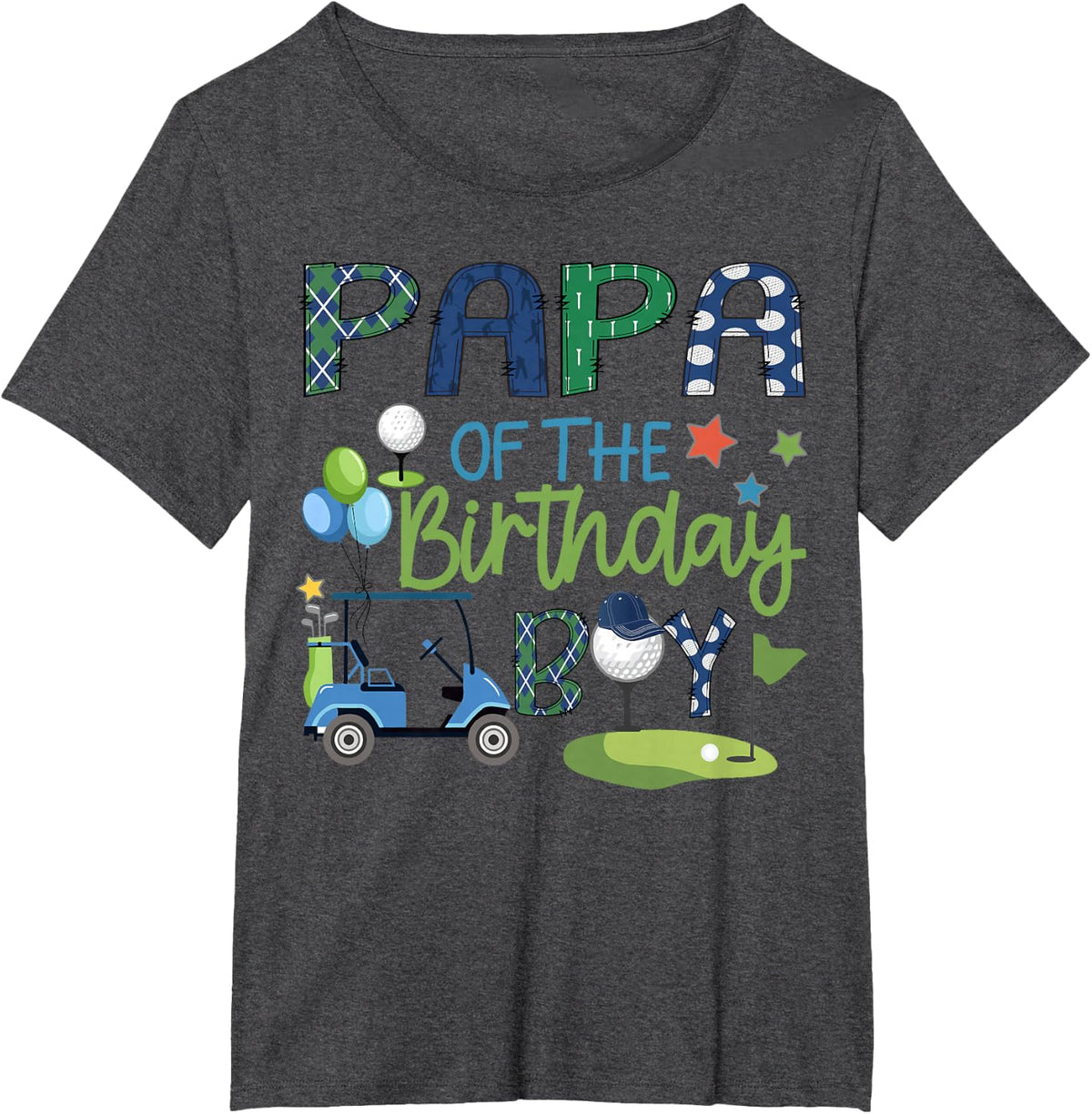 Papa Of The Birthday Boy Hole in One Golf Sport T-Shirt - Dark Heather Grey