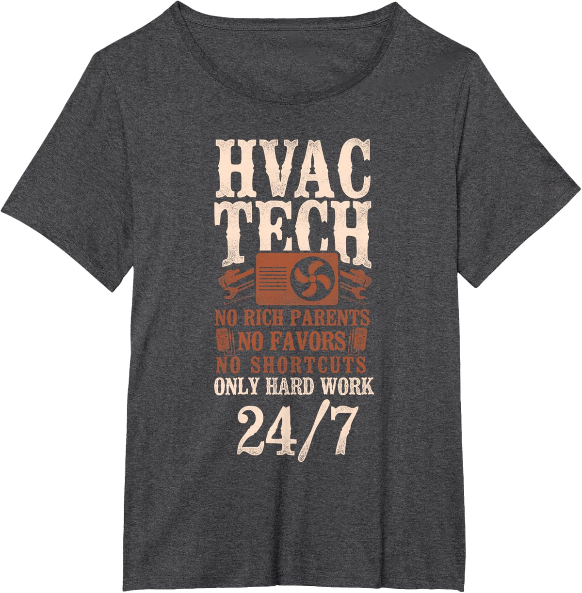 HVAC Technician Tech Vintage Hvac Tech No Rich Parents No T-Shirt - Dark Heather Grey