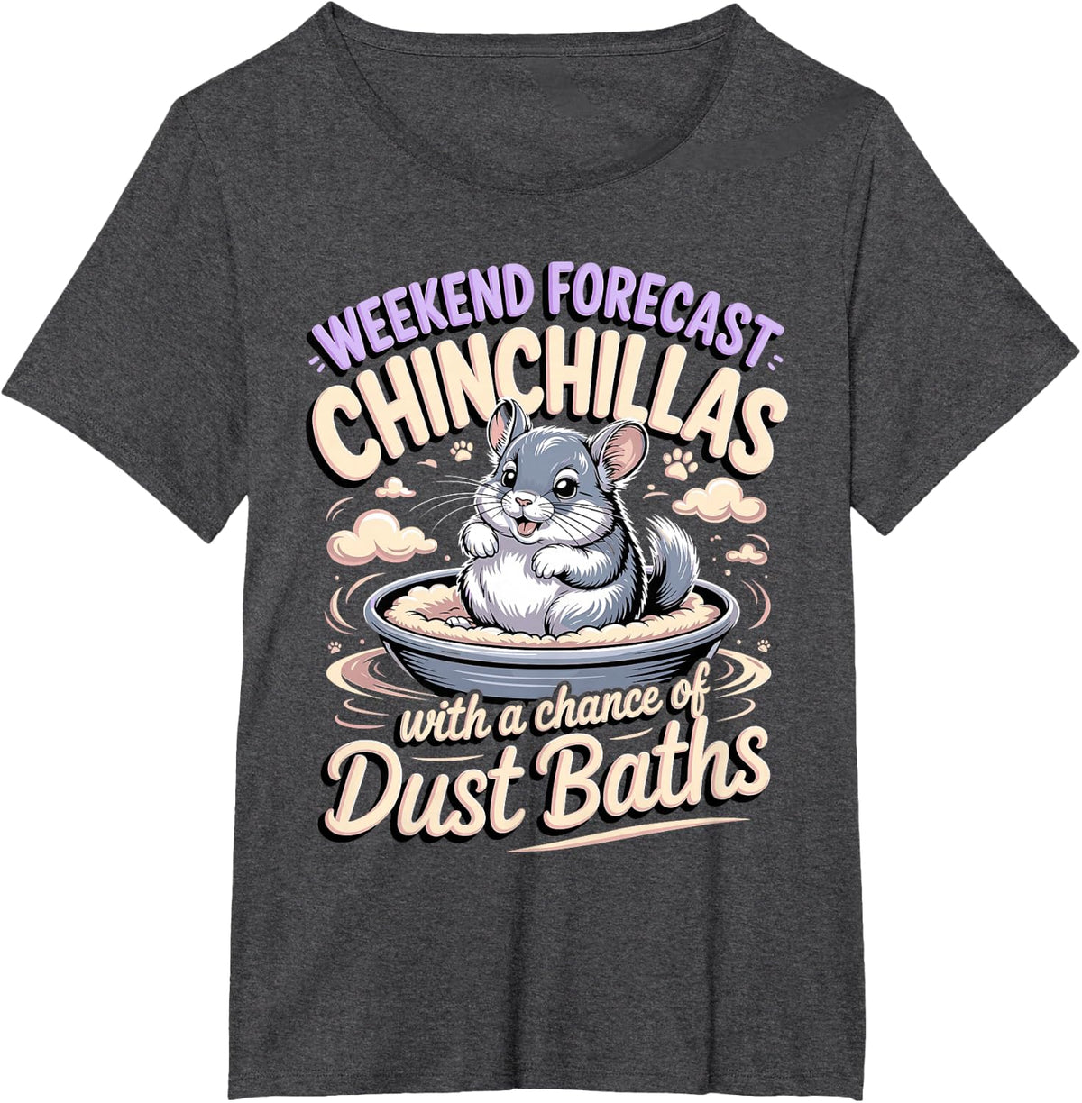 Weekend Forecast Chinchillas with Dust Baths Pet T-Shirt - Dark Heather Grey