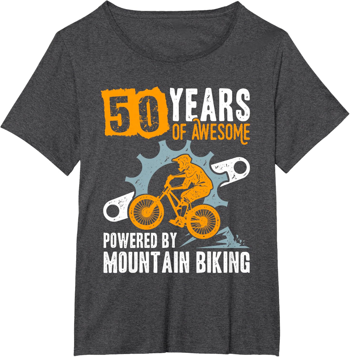 Funny Cycling Mountain Bike Lover Men 50th Birthday MTB T-Shirt - Dark Heather Grey