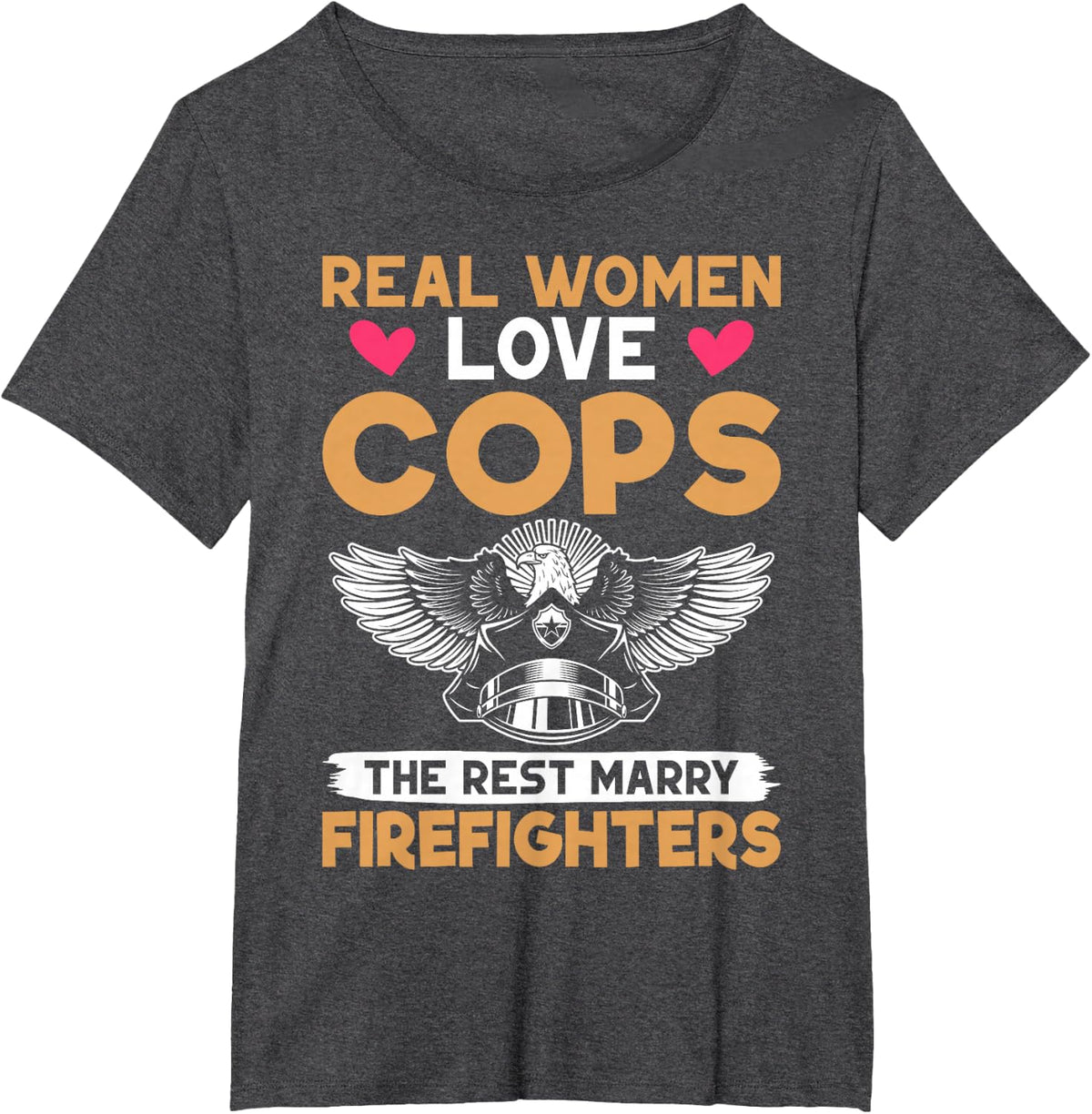 Cop Wife Real Women Love Cops Policeman T-Shirt - Dark Heather Grey