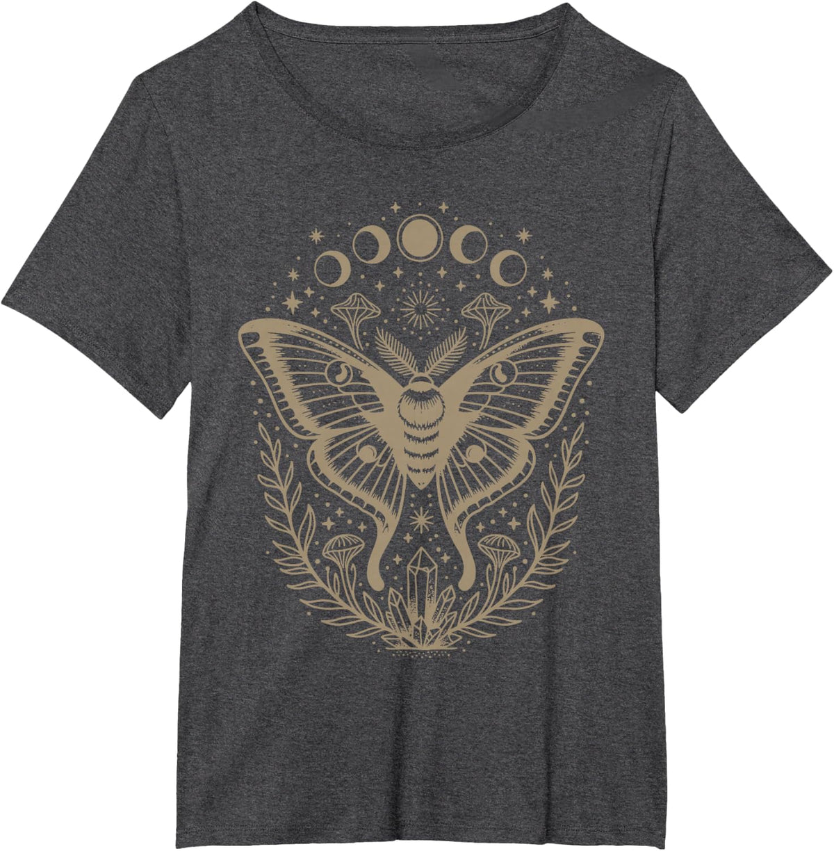Cute Fairycore Moth Grunge Aesthetic Floral for Girls Women T-Shirt - Dark Heather Grey