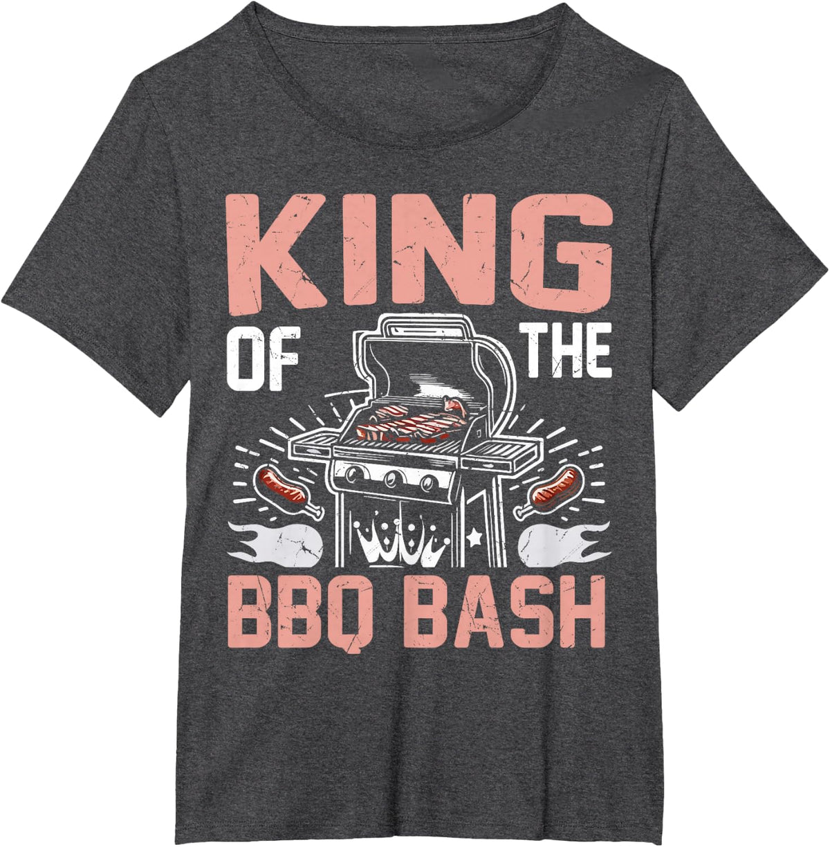King of the BBQ Bash BBQ Party T-Shirt - Dark Heather Grey
