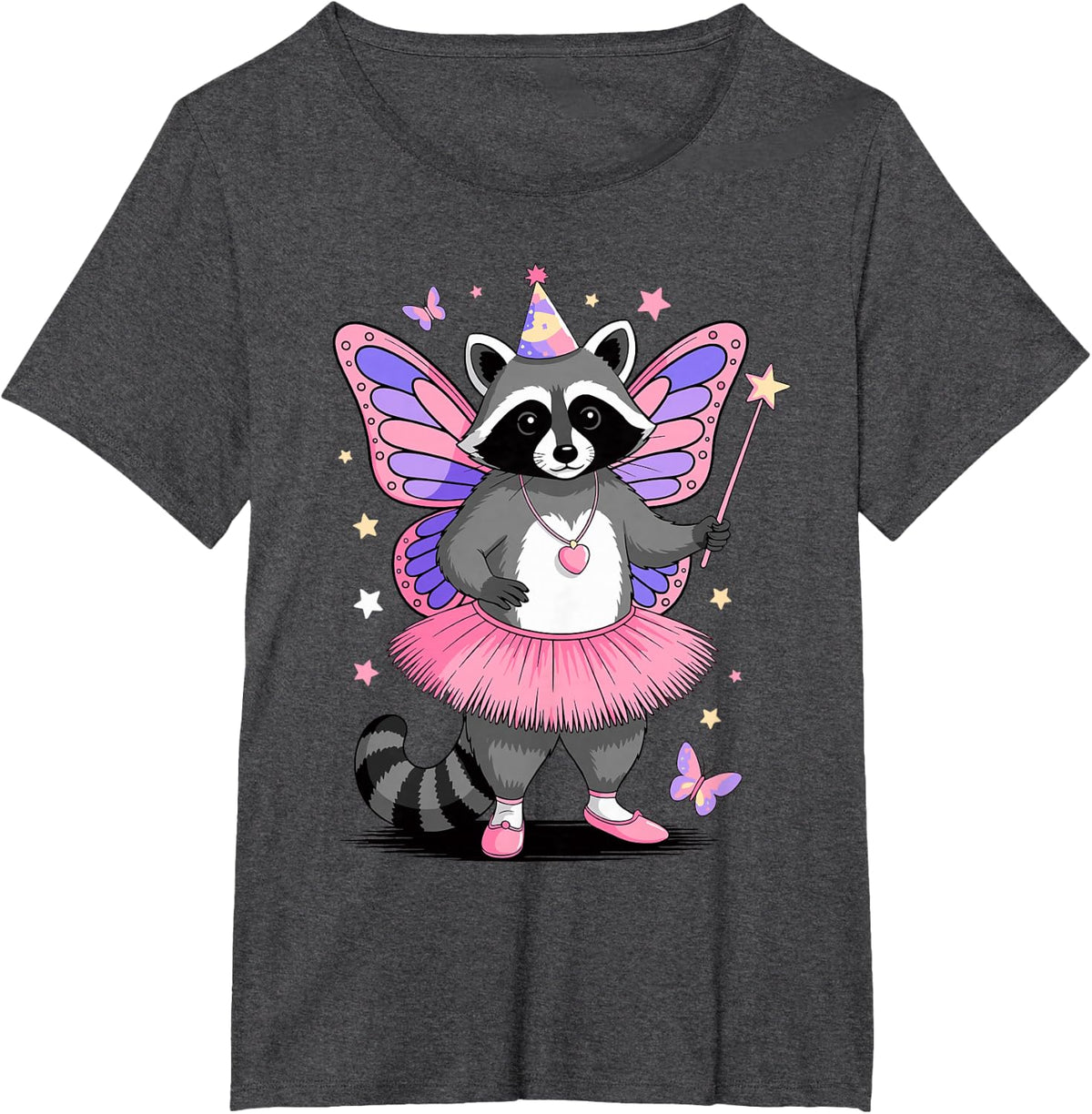 Raccoon Fairy Ballerina Trash Panda Raccoons T-Shirt - Dark Heather Grey