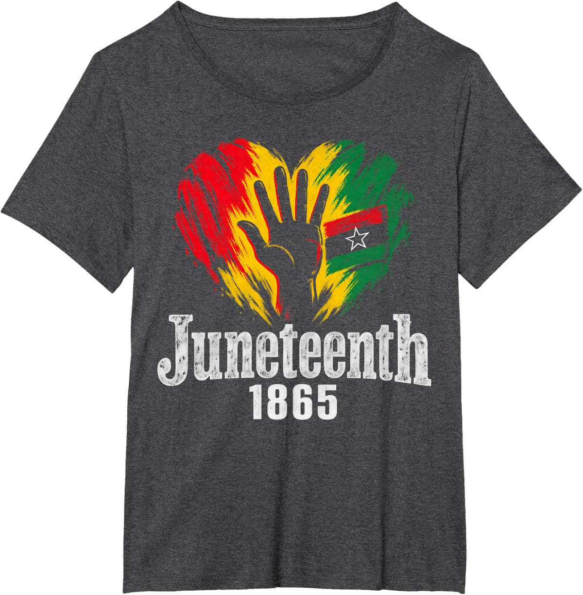 Juneteenth Heart Pan-African Flag 1865 Freedom T-Shirt - Dark Heather Grey