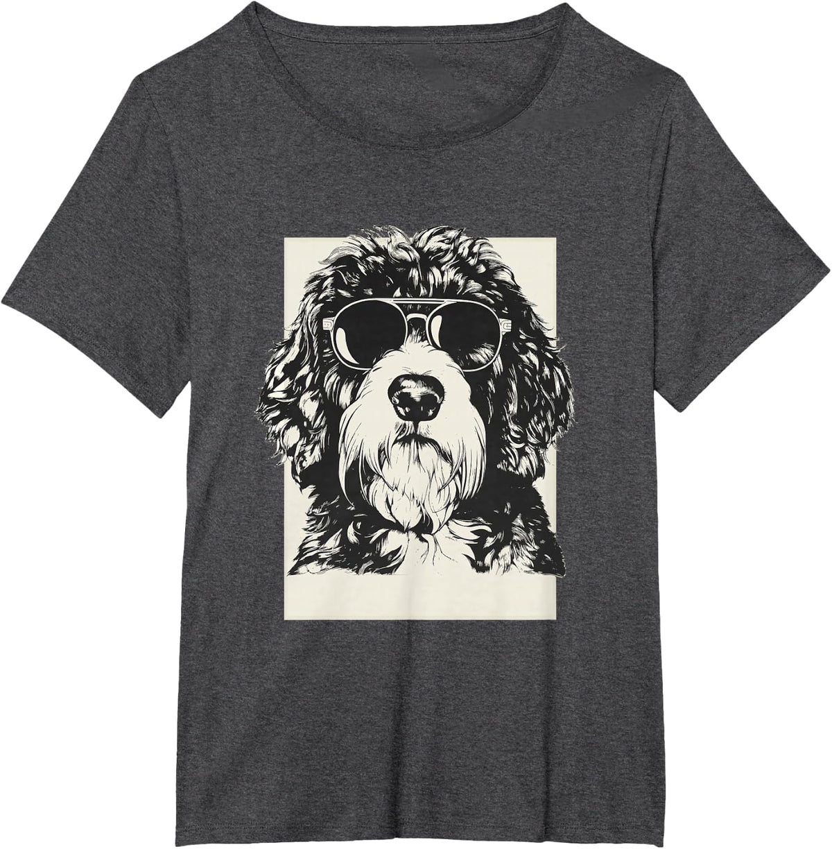 Saint Berdoodle Sketch Dog Funny Art Sketch T-Shirt - Dark Heather Grey