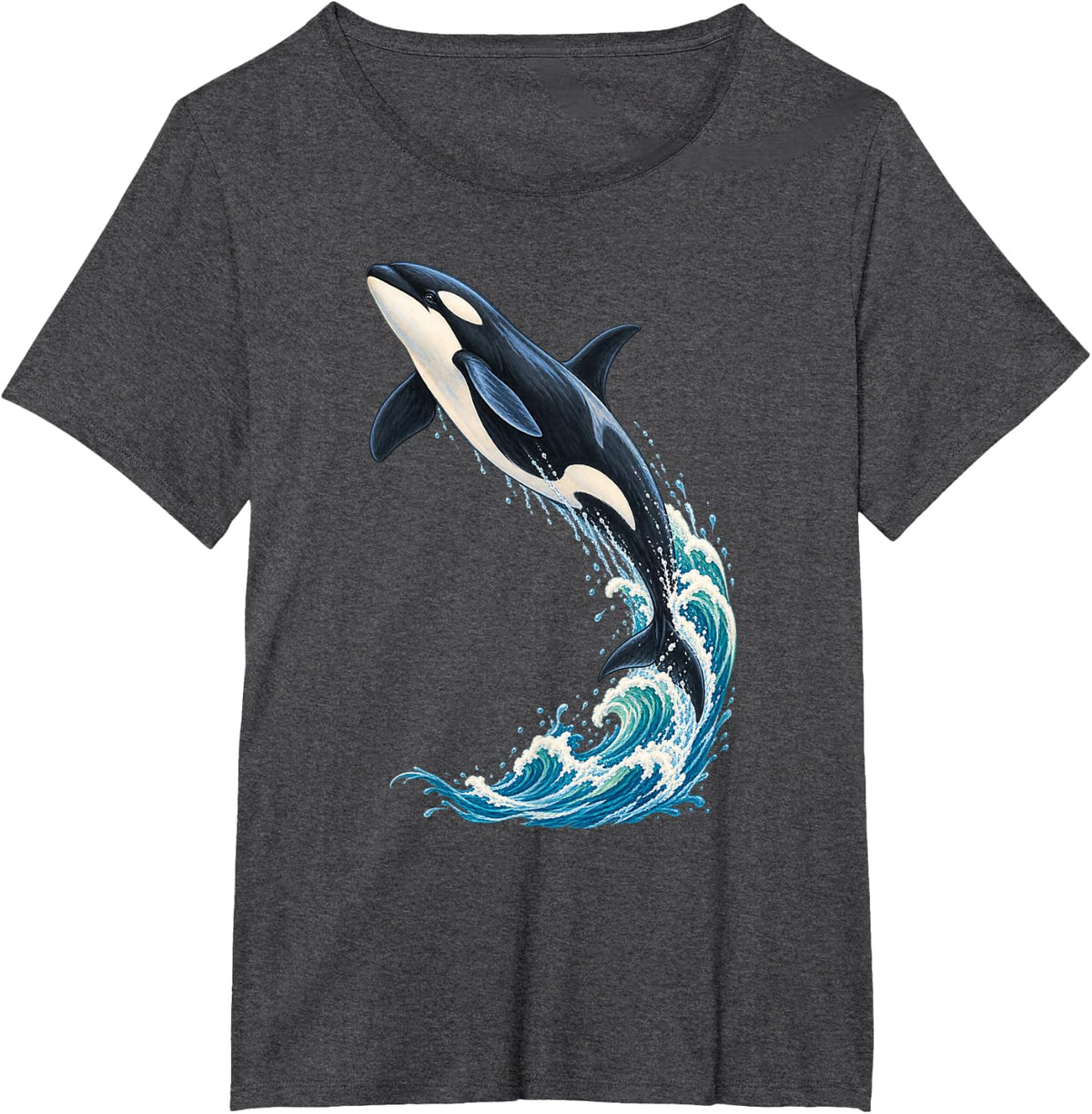 Breaching Orca Killer Whale T-Shirt - Dark Heather Grey