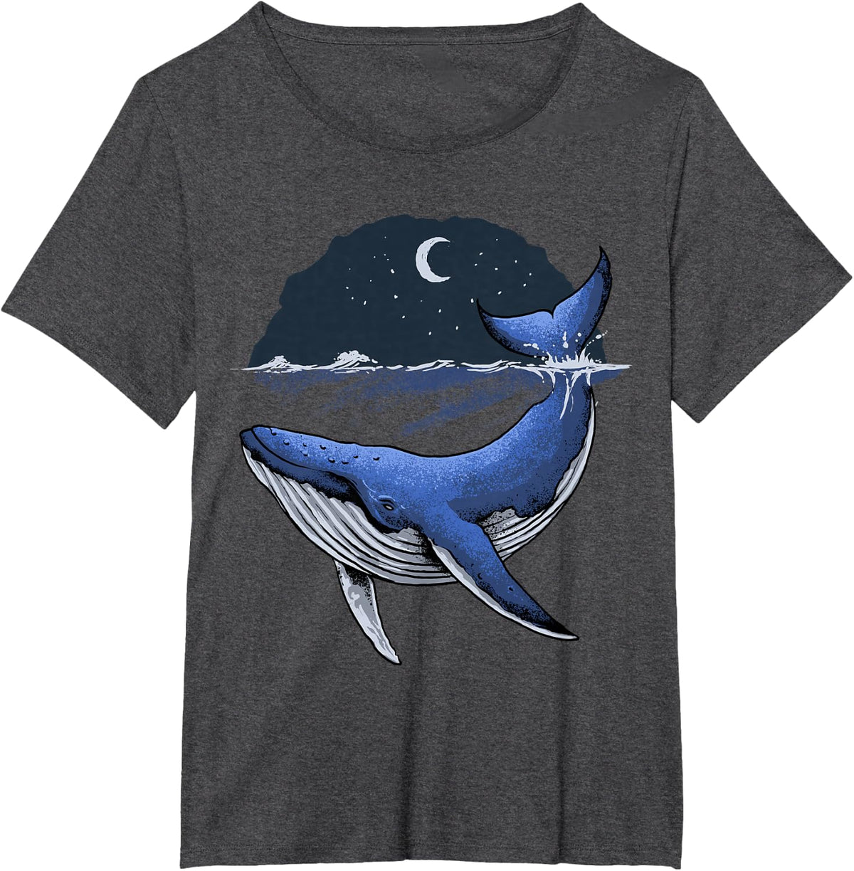Killer Whale Orca Funny Whale Sea Ocean Moon T-Shirt - Dark Heather Grey