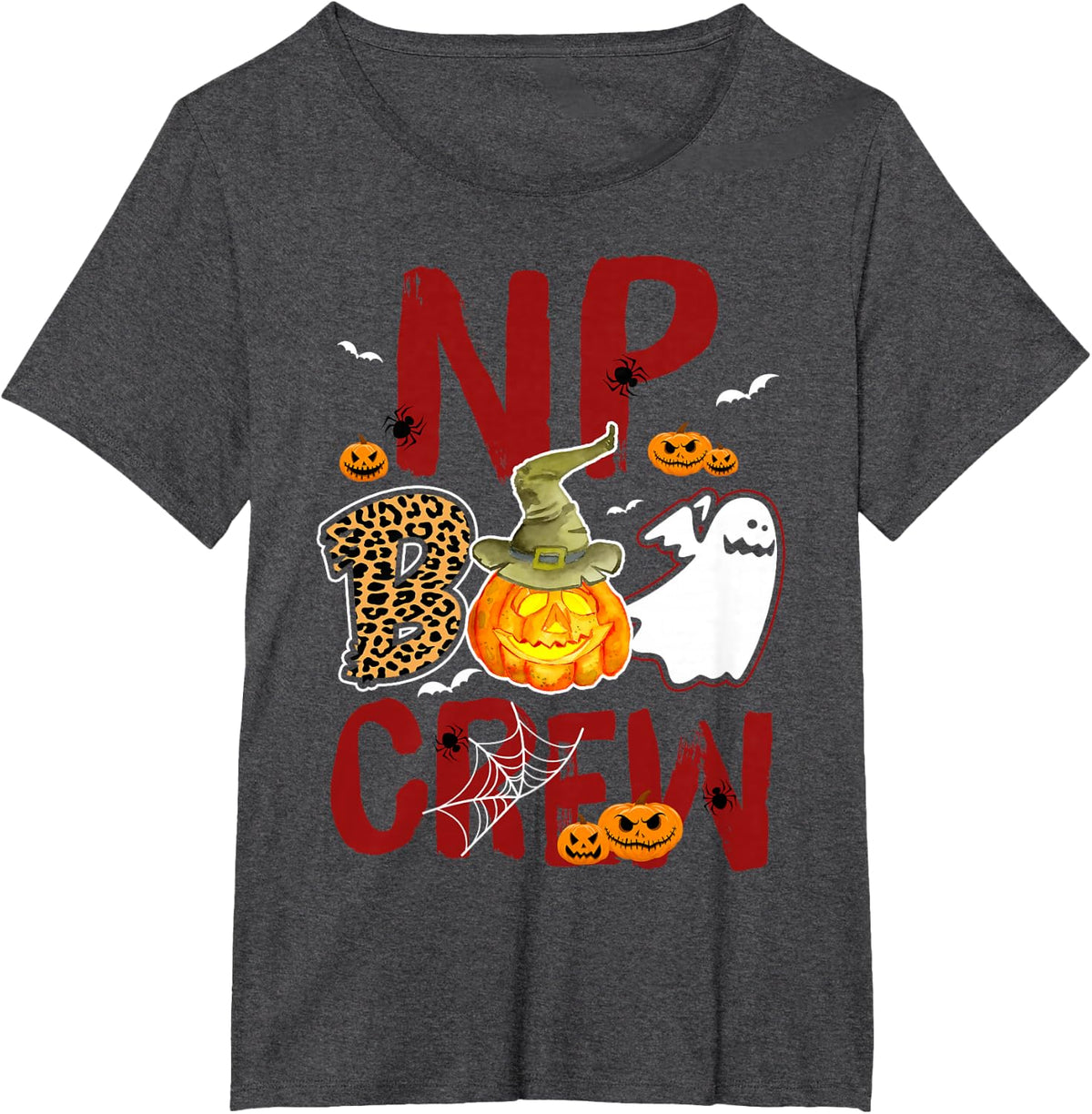 NP Boo Crew Halloween Nurse Practitioner Match T-Shirt - Dark Heather Grey