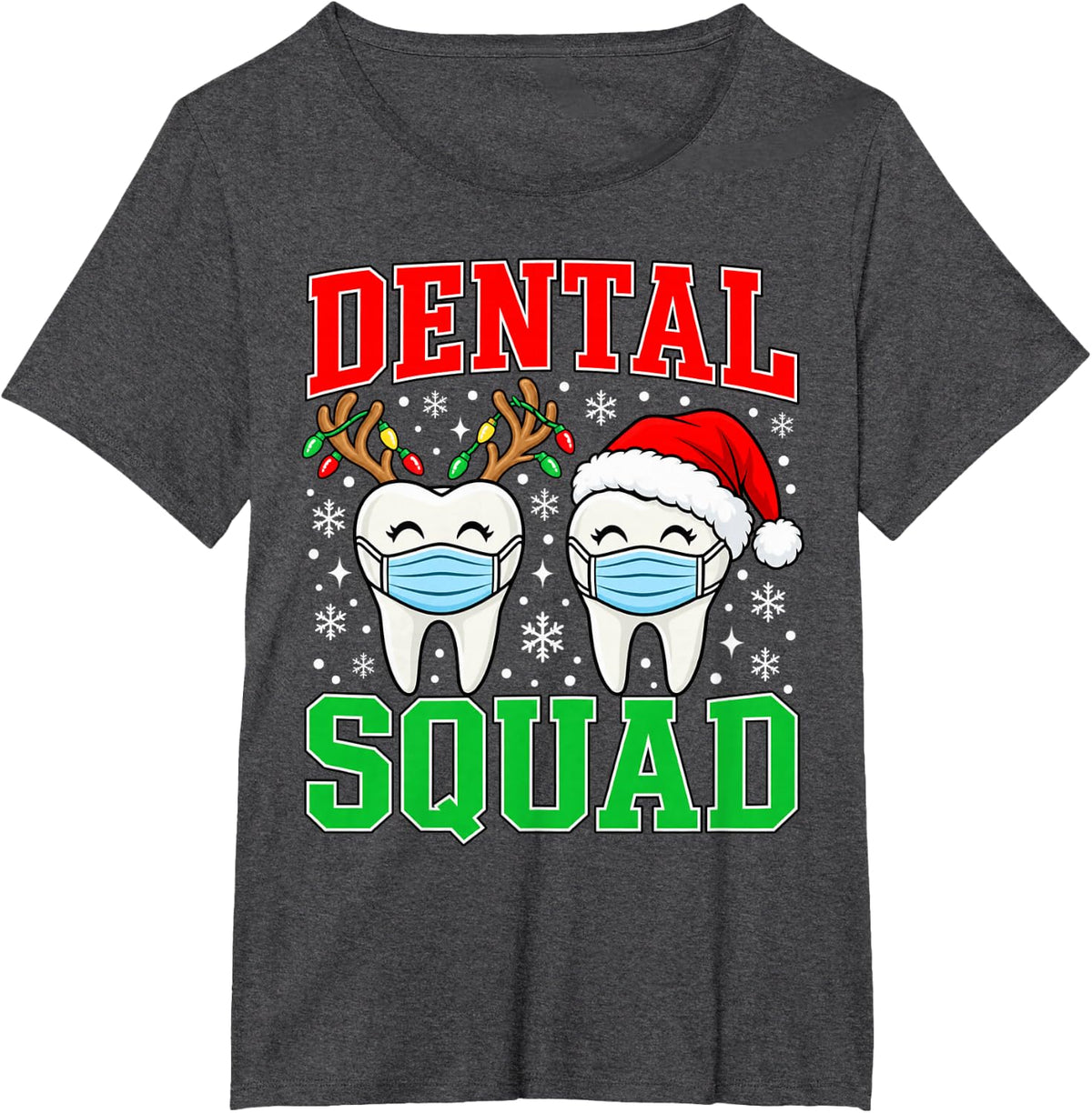 Dental Squad Christmas Funny Dentist Hygienist T-Shirt - Dark Heather Grey