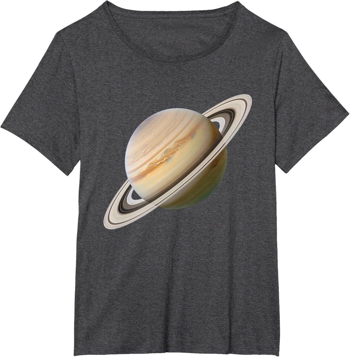 Saturn Space Science Planet Graphic Tee T-Shirt for Astronomy and Solar System Lovers - Dark Heather Grey