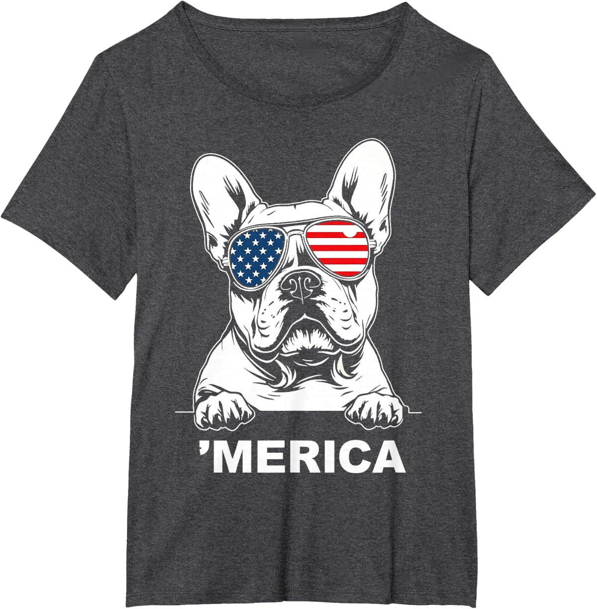 American Flag Merica French Bulldog 4th Of July kids women T-Shirt - Dark Heather Grey